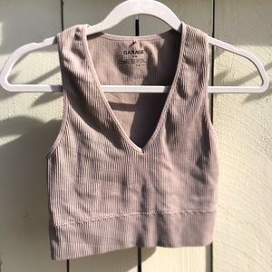 Garage taupe ribbed crop top